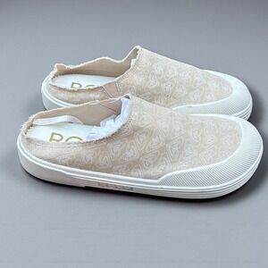 Roxy Squad Women's Slip On Mule Sneakers Tan Logo Print Casual Shoes